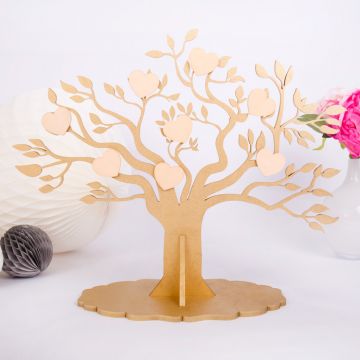 Gästebuch Baum aus Holz mit Herzen zum Beschriften