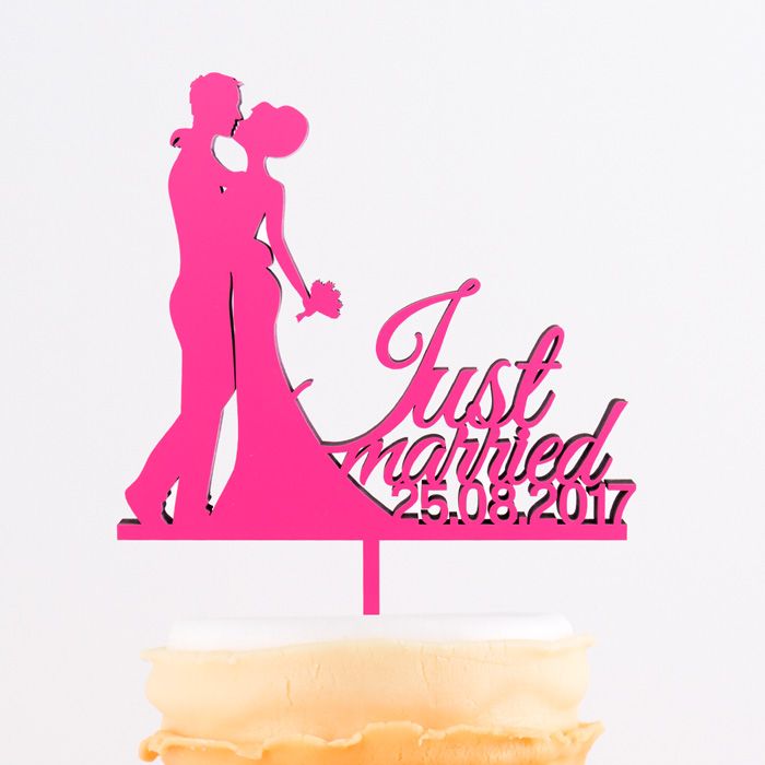 Cake Topper mit Silhouette und Datum main product photo